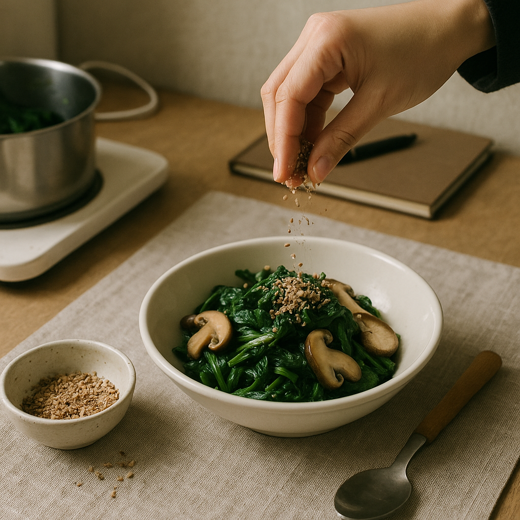 年節餐桌上的小改良：香菇擠乾菠菜拌出家的新味覺與記憶