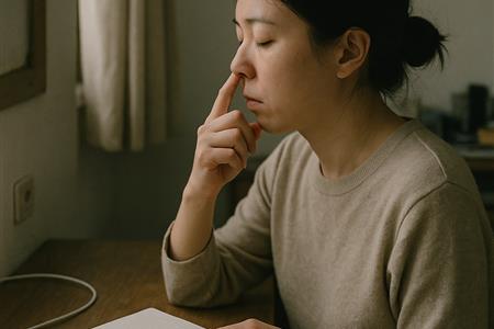 她在人前把自己打理得乾淨利落，獨處時的小動作